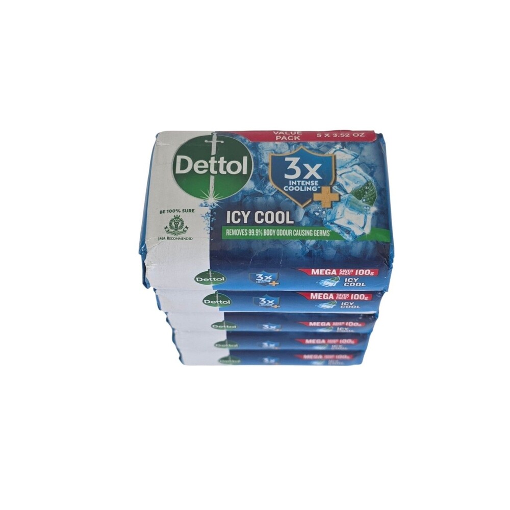 Dettol Icy Cool 3X Intense Cooling Bar Soap Value Pack 5 x 3.52 oz